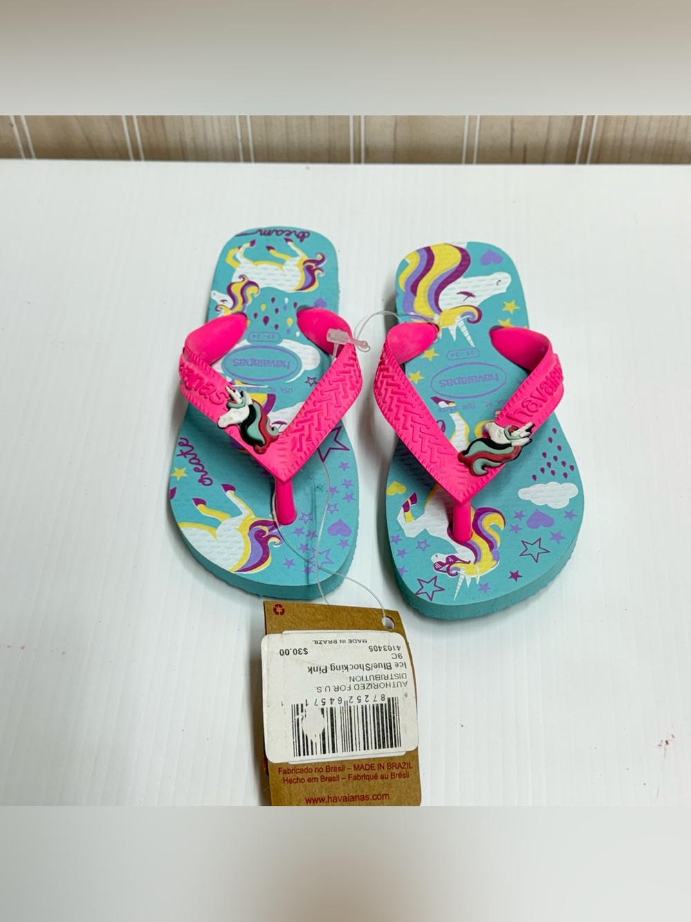 Havaianas Kids Pink & Teal Unicorn Flip Flops
